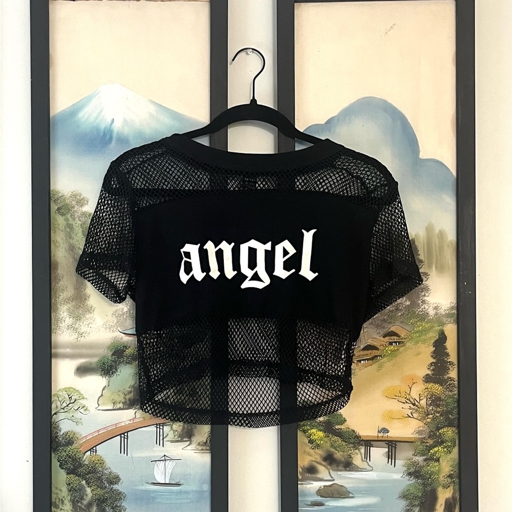 SHEIN Gothic / Punk Sheer Crop Top